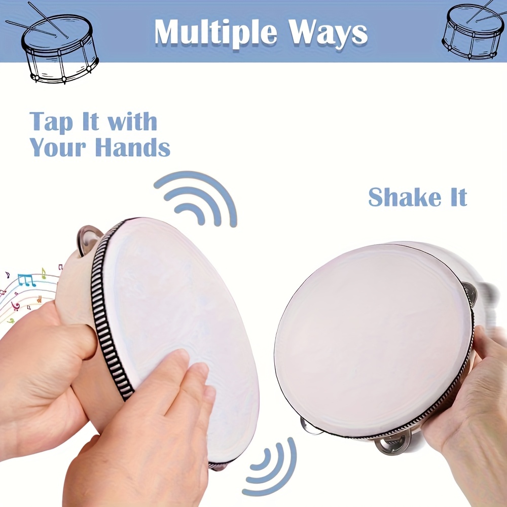 1/3pcs Wooden Tambourine 6/8/1 - Musical Instrument Games ulasan dan harga